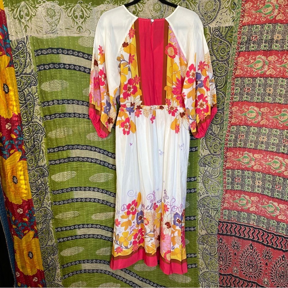 NWOT Johnny Was White/ Pink Loreli Silk Embroidered Midi Dress Size Medium - Picture 10 of 16